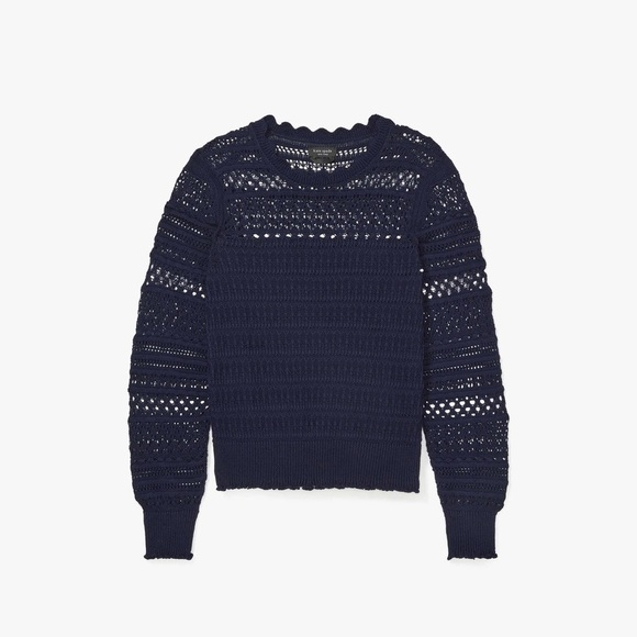 kate spade Sweaters - Kate Spade Sweater Women’s Medium Scallop Lace Sweater Navy Blue